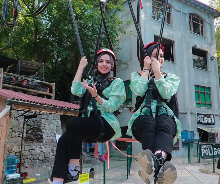 Zipline with Two Sisters Tube